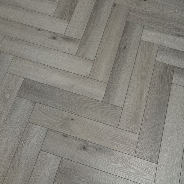 Pearl Grey SPC Herringbone Engineered Vinyl Click Flooring 126mm x 6mm x 630mm