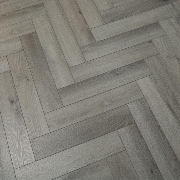 Pearl Grey SPC Herringbone Engineered Vinyl Click Flooring 126mm x 6mm x 630mm
