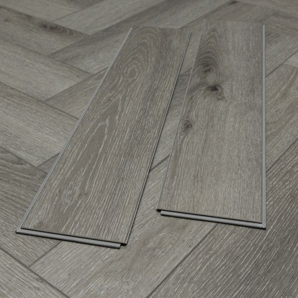 Pearl Grey SPC Herringbone Engineered Vinyl Click Flooring 126mm x 6mm x 630mm