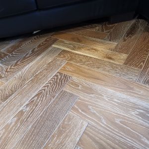 90mm x 14mm x 450mm Smoked White UV Oiled Herringbone Engineered Rustic Flooring 
