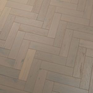80mm x 18/3mm x 300mm Oak White Brush & Matt Lacquered Herringbone Engineered Rustic Flooring 
